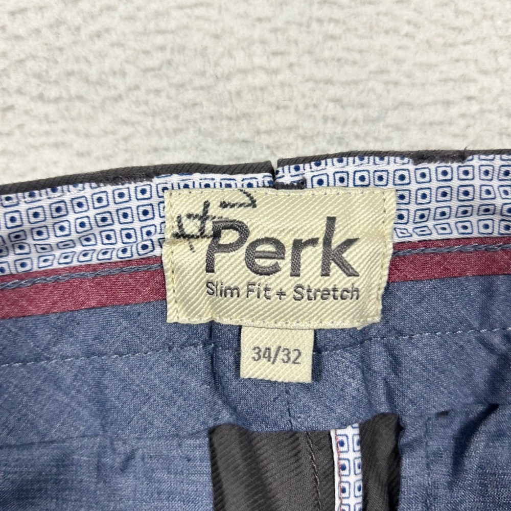 Perk Feel Good Chinos Men 34/32 Charcoal Grey Slim Fit Stretch Cotton Trousers - Picture 5 of 7